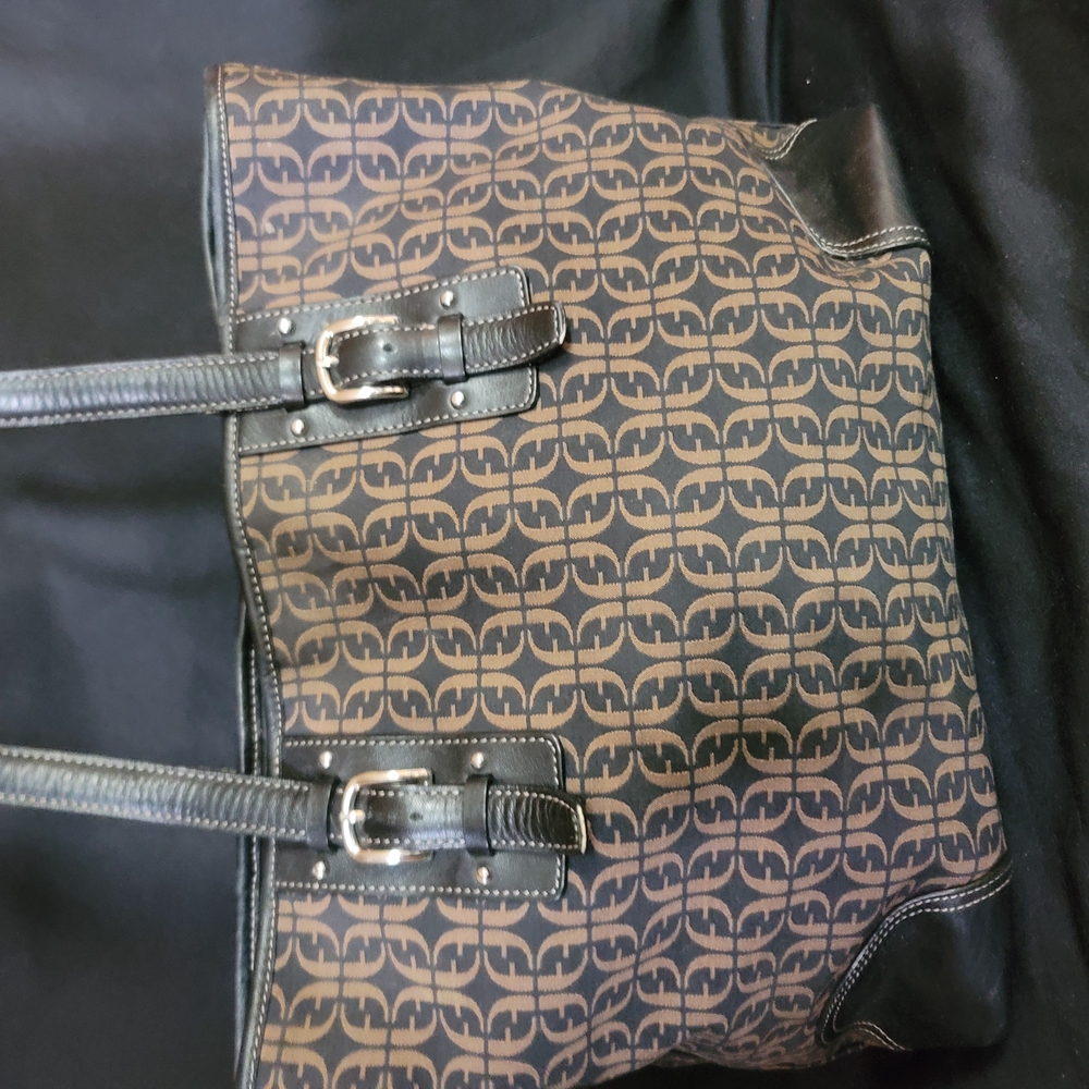 Brown and Black Monogram Tote Bag
